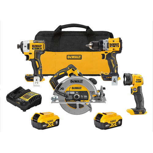 Ensemble de quatre outils combin&eacute;s sans fil et sans balai XR, Lithium-ion, 20 V WestPier