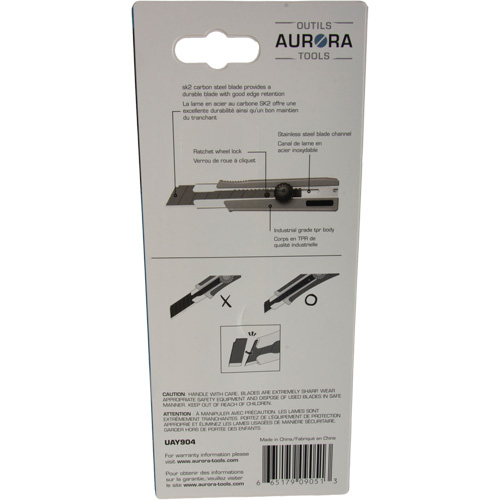 Couteau r&eacute;tractable de 25 mm, Acier inoxydable, Robuste, Prise en Caoutchouc WestPier