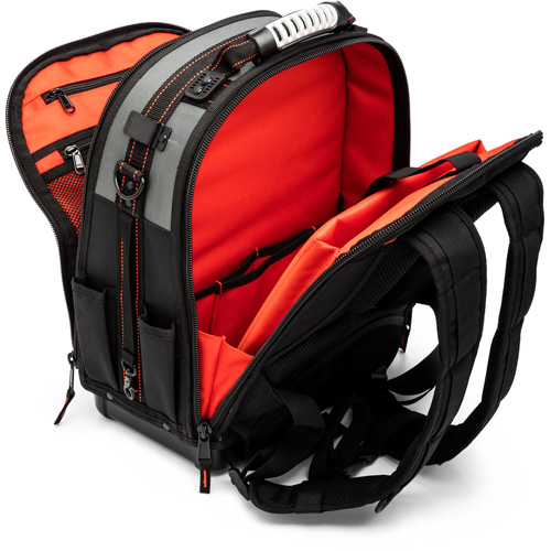 Tradesman Backpack, 18" L x 10" W, Black/Grey/Orange, Polyester WestPier
