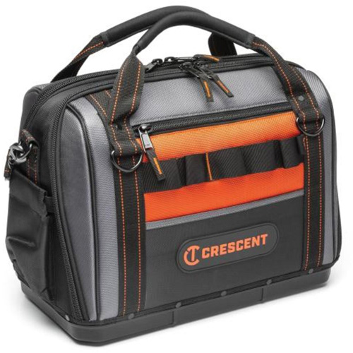 17" Tradesman Closed Top Tool Bag, Polyester, 3 Pockets, Black/Grey/Orange WestPier