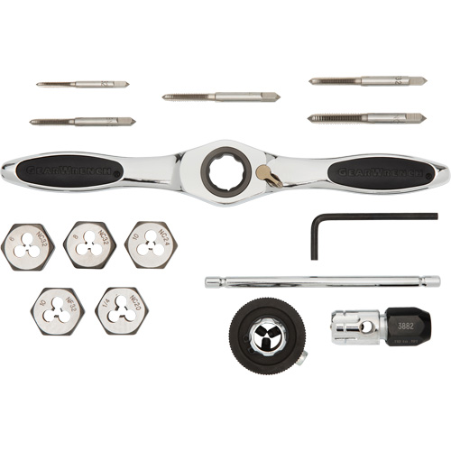 Jeu de tarauds et fili&egrave;res SAE &agrave; cliquet, 15 Morcea WestPier