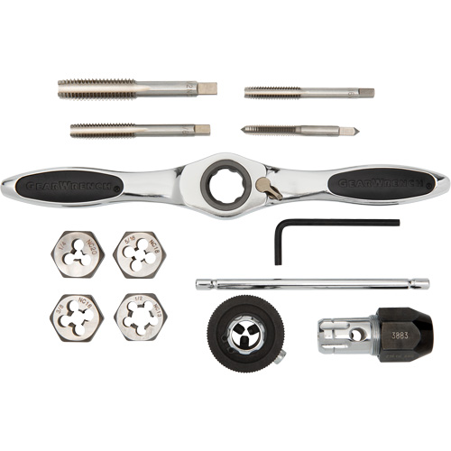 Jeu de tarauds et fili&egrave;res SAE &agrave; cliquet, 13 Morcea WestPier