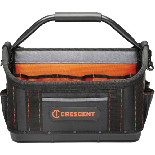 17" Tradesman Open Top Tool Bag, Polyester, 25 Pockets, Black/Orange WestPier