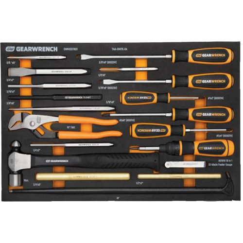 Jeu de tournevis & outils de frappe dans un plateau de rangement en mousse WestPier