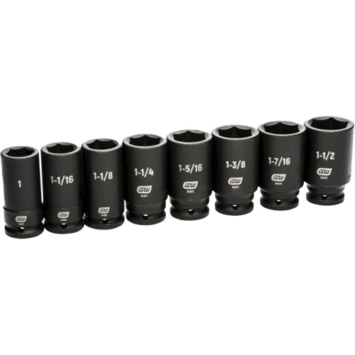 Jeu de douilles SAE &agrave; 6 pans, 8 Mcx, Chocs, Prise de 3/4", Profond WestPier