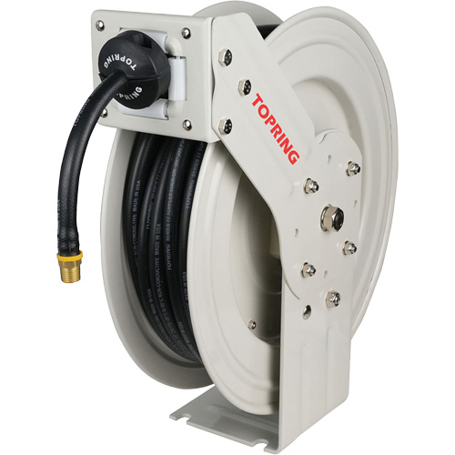 MAXREEL Single-Arm Automatic Rewind L Hose Reel with Rubber Hose, Air, 3/8" x 50', Single Hose, 250 PSI WestPier