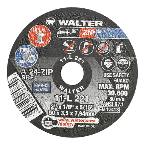 Portable Small Diameter Reinforced Cut-Off Wheels - Zip, 2" x 1/8", 5/16" Arbor, Type 1, Aluminum Oxide, 31000 RPM WestPier