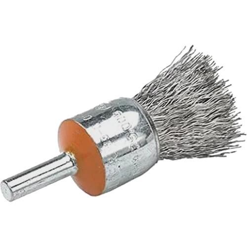 Mounted End Brush with Crimped Wires, 1/2", 0.02" Fill, 1/4" Shank WestPier