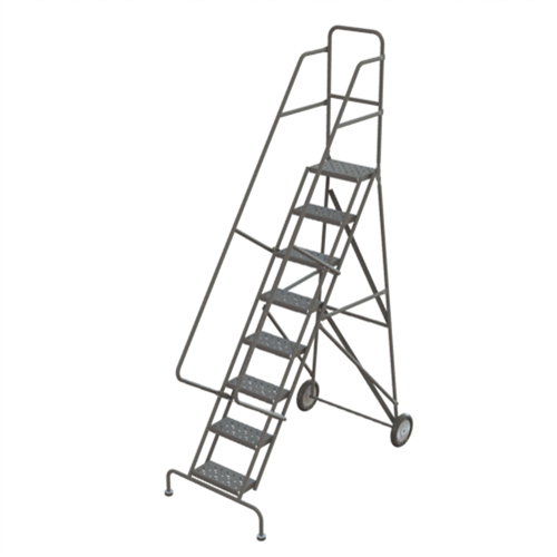 Rolling Ladder, 8 Steps, Serrated, 86" High WestPier