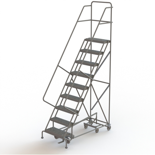 All Directional Rolling Ladder, 9 Steps, 24" Step Width, 90" Platform Height, Steel WestPier