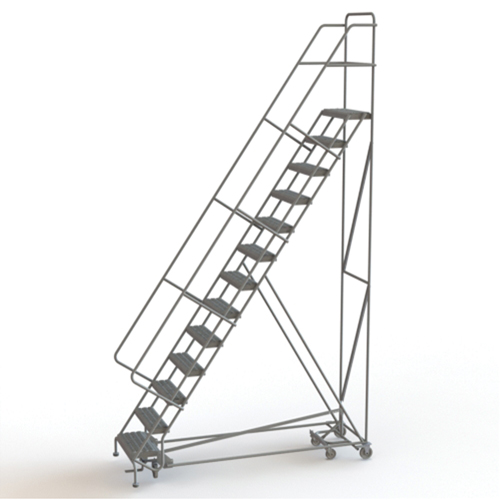&eacute;chelles roulantes multidirectionnelles, 13 marches, Largeur de la marche 24", Hauteur de la plateforme 130", Acier WestPier