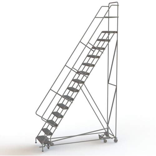 All Directional Rolling Ladder, 14 Steps, 24" Step Width, 140" Platform Height, Steel WestPier