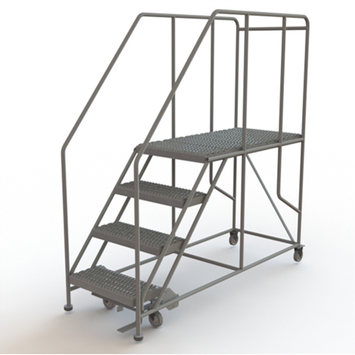Plateforme de travail mobile, Acier, 4 Marches, 40" ha, 47" p, 24" Marche, Stri&eacute; WestPier