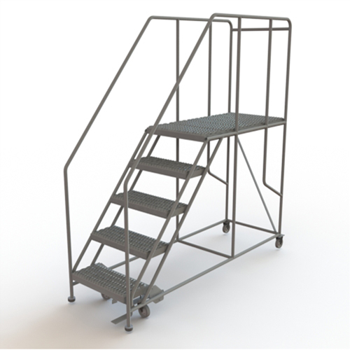 Plateforme de travail mobile, Acier, 5 Marches, 50" ha, 47" p, 24" Marche, Stri&eacute; WestPier