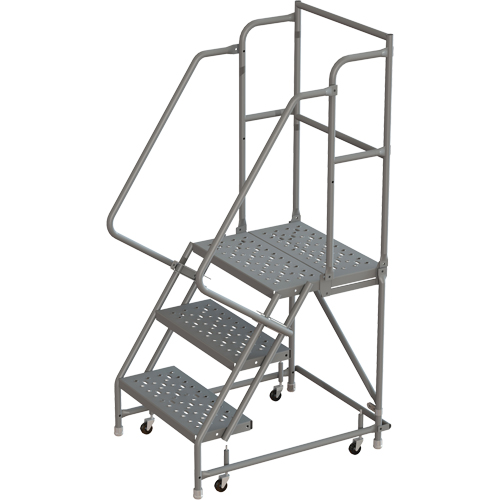Deep Top Step Rolling Ladder, 3 Steps, 24" Step Width, 30" Platform Height, Steel WestPier