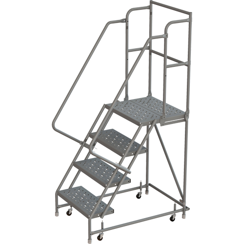 Deep Top Step Rolling Ladder, 4 Steps, 16" Step Width, 40" Platform Height, Steel WestPier