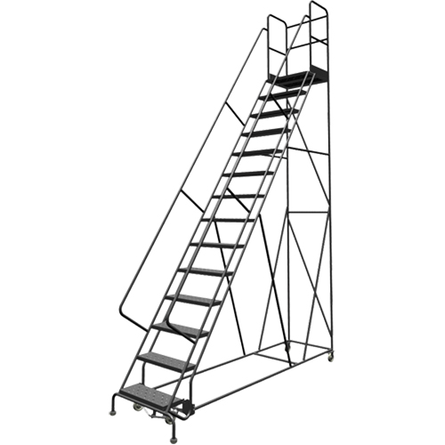 Deep Top Step Rolling Ladder, 14 Steps, 24" Step Width, 140" Platform Height, Steel WestPier