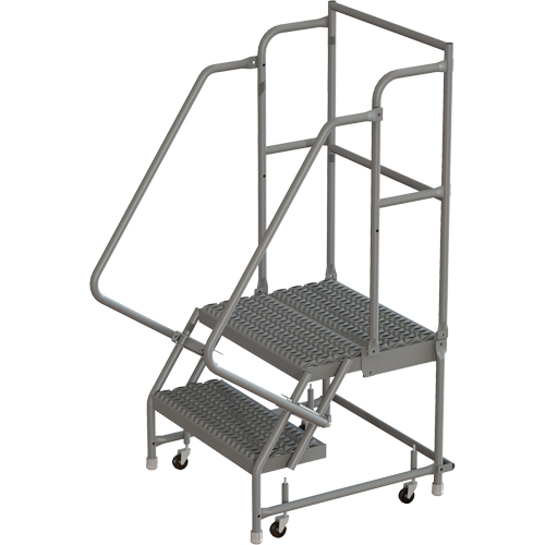 Deep Top Step Rolling Ladder, 2 Steps, 16" Step Width, 20" Platform Height, Steel WestPier
