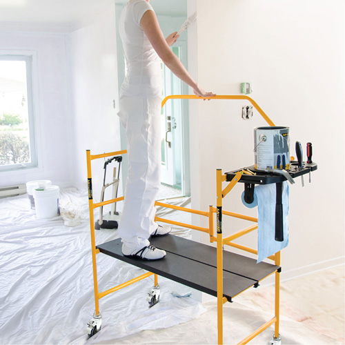nsemble d'&eacute;chafaudage &agrave; montant de s&eacute;curit&eacute; & tablette pour outils de 4' Jobsite Series, Cadre Acier, 49-1/2" p x 57-3/4" h WestPier