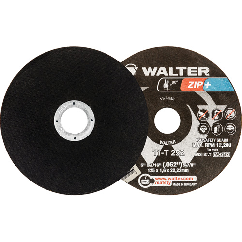 Zip+ Right Angle Grinder Reinforced Cut-Off Wheels, 5" x 1/16", 7/8" Arbor, Type 1, Zirconia Alumina, 12200 RPM WestPier