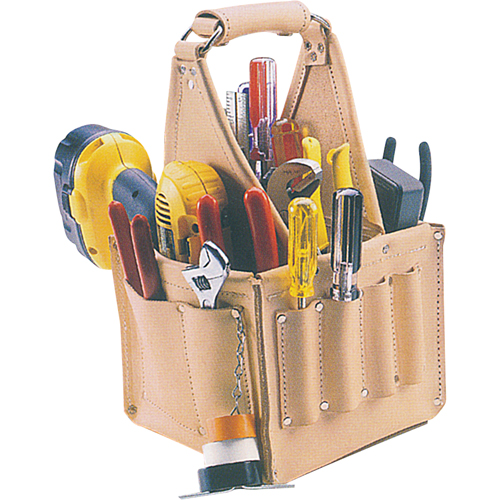 Porte-outils pour &eacute;lectricien et travaux d'entretien, Cuir, 17 pochettes, Beige WestPier