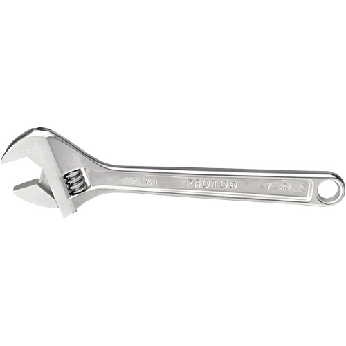 Adjustable Wrench, 12-1/8" L, 1-19/32" Max Width, Chrome WestPier