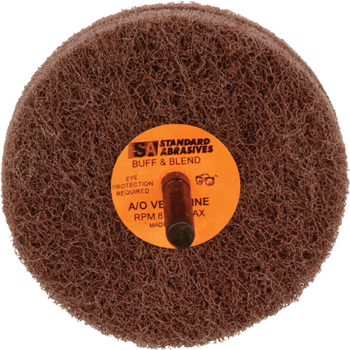 Meule de polissage et lissage Buff & Blend de 2 plis Standard Abrasives, 3" dia. x 2" la, Arbre 1/4", Oxyde d'aluminium WestPier