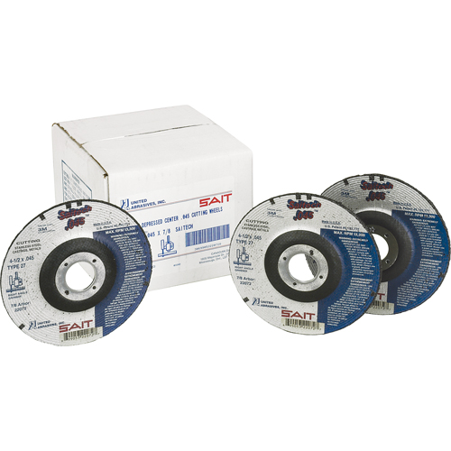 Cut-Off Wheel, 4-1/2" x 0.045", 7/8" Arbor, Type 27, Aluminum Oxide/Ceramic, 13500 RPM WestPier