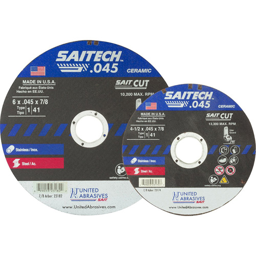 Cut-Off Wheel, 14" x 0.045", 5/8" Arbor, Type 1, Aluminum Oxide/Ceramic, 19000 RPM WestPier