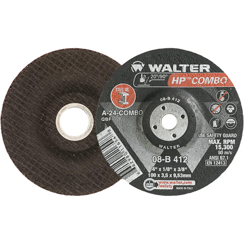 Meule combin&eacute;e HP Combo &agrave; moyeu d&eacute;port&eacute;, 4" x 1/8", Arbre de 3/8", Type 27 WestPier