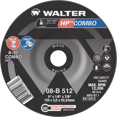 HP Combo Depressed Center Combination Wheel, 5" x 1/8", 7/8" Arbor, Type 27 WestPier
