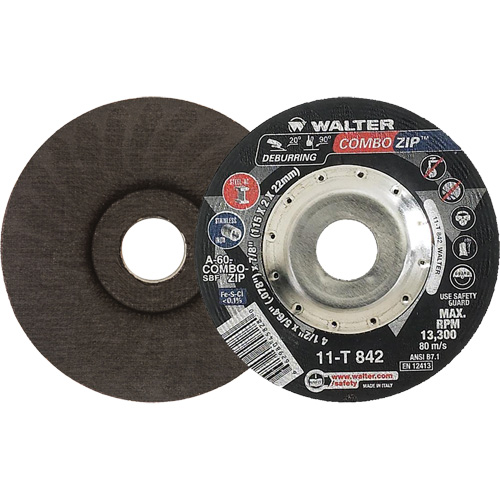 Meules &agrave; tronçonner renforc&eacute;es pour meuleuse &agrave; angle droit - Combo Zip, 4-1/2" x 5/64", Arbre de 7/8", Type 27 WestPier