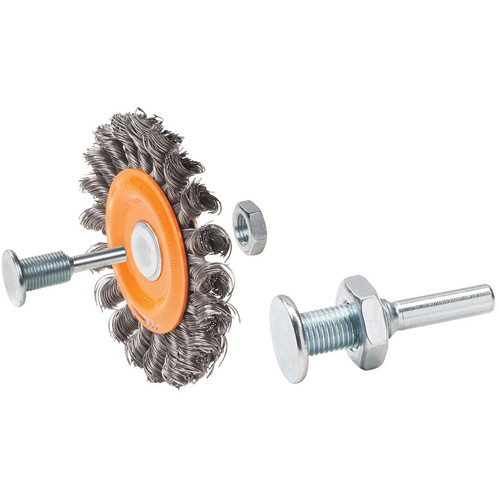 Reversible Mounted Knot-Twisted Wire Wheel, 4" Dia., 0.0118" Fill, 5/8" Arbor, Steel WestPier