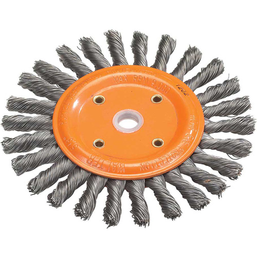 Knot-Twisted Wire Bench Wheel, 8" Dia., 0.0118" Fill, 5/8" Arbor, Steel WestPier