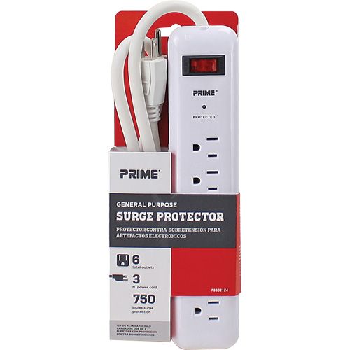 Protecteurs de surtension, 6 Prises, 750 J, 1875, Cordon 3' WestPier