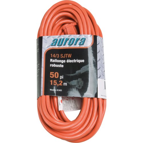 Vinyl Extension Cord, Outdoor, SJTW, 14/3 AWG, 15 A, 50' WestPier