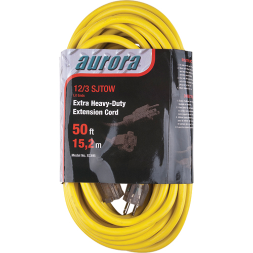 Vinyl Extension Cord with Light Indicator, Outdoor, SJTOW, 12/3 AWG, 15 A, 50' WestPier