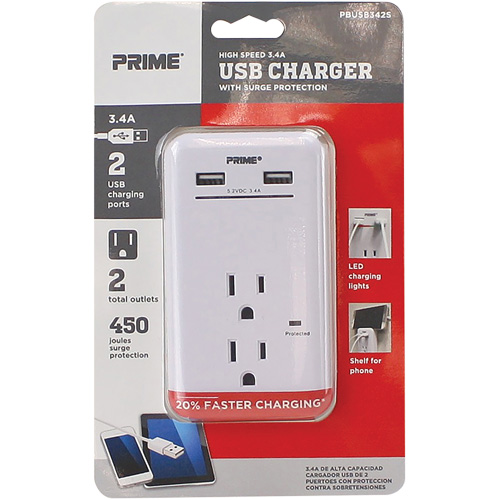 Prime&reg; USB Charger with Surge Protector WestPier