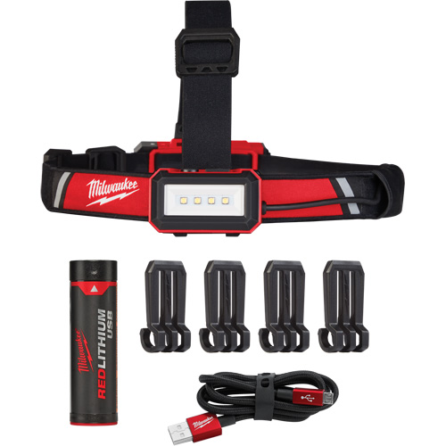 Lampe frontale USB &agrave; profil bas, DEL, 600 lumens, 2 hres de fonctionnement, piles Rechargeable WestPier