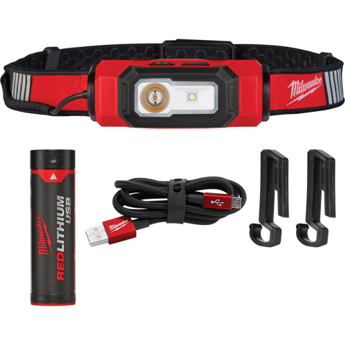 Lampe USB pour casque de s&eacute;curit&eacute; Beacon, DEL, 600 lumens, 2 hres de fonctionnement, piles Rechargeable WestPier