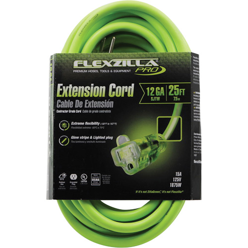 Flexzilla&reg; Pro Industrial Extension Cord, All-Weather, SJTW, 12/3 AWG, 15 A, 25' WestPier