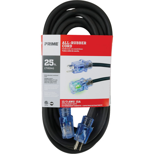 All-Rubber Extension Cord, Outdoor, SJOOW, 12/3 AWG, 15 A, 25' WestPier