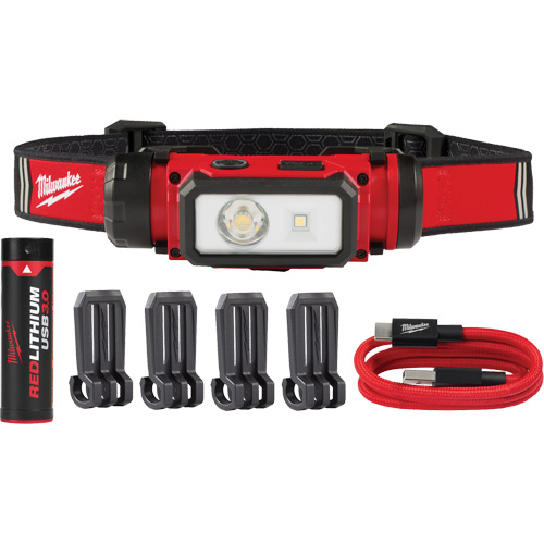 Lampe frontale pour casque de s&eacute;curit&eacute; USB REDLITHIUM, DEL, 600 lumens, 5 hres de fonctionnement, piles Rechargeable WestPier