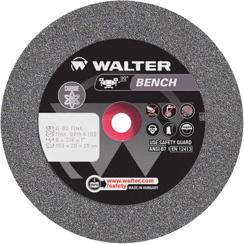 Bench Grinding Wheel, 6" x 3/4", 1" Arbor, 1 WestPier