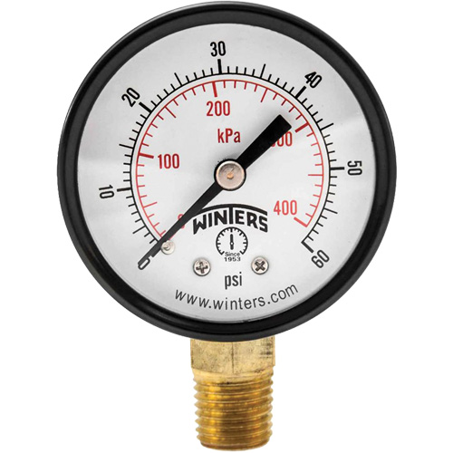 Manom&egrave;tre &eacute;conomique,  2", 0 - 60 psi, Fixation inf&eacute;rieure, Analogique WestPier