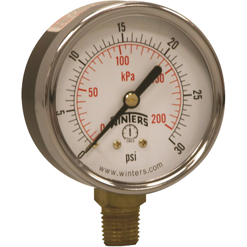 Economy Pressure Gauge, 2-1/2" , 0 - 30 psi, Bottom Mount, Analogue WestPier