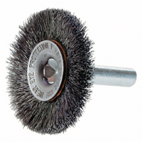 Crimped Wire Wheel Brush with 1/4" Shank, 3" Dia., 0.014" Fill, 1/4" Arbor WestPier