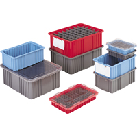 Contenants Divider Box, Poly&eacute;thyl&egrave;ne, 10,8" la x 8,3" p x 2,5" h, Gris WestPier