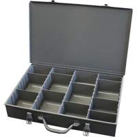 Adjustable Compartment Boxes, Steel, Variable Slots, 18" W x 12" D x 3" H, Grey CA977 | WestPier
