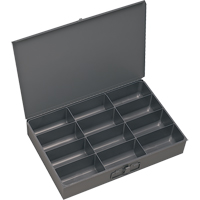Compartment Scoop Boxes, Steel, 12 Slots, 18" W x 12" D x 3" H, Grey CA986 | WestPier